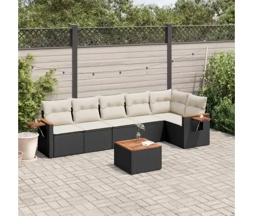 7-Daļīgs Dārza Dīvāna Komplekts Ar Matračiem, Melna Pe Vidaxl