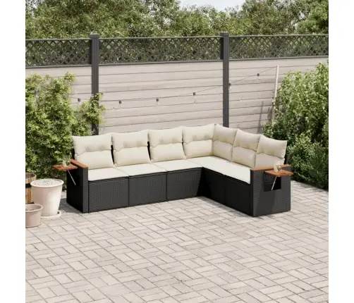 6-Daļīgs Dārza Dīvāna Komplekts, Matrači, Melna Pe Rotanpalma Vidaxl