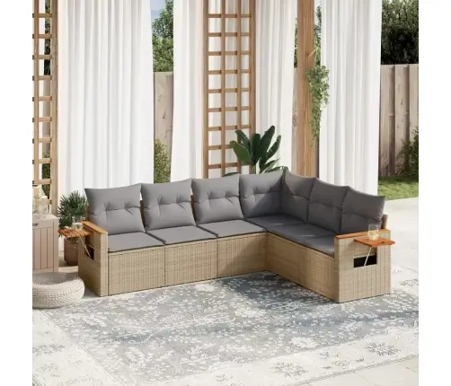 Sofos Komplektas Su Pagalvėlėmis, 6 Dalių, Smėlio, Poliratanas