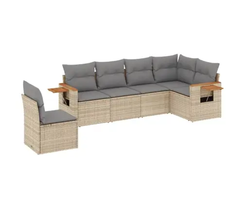 6-Daļīgs Dārza Dīvāna Komplekts, Matrači, Bēša Pe Rotangpalma Vidaxl