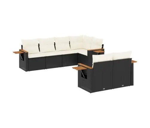 7-Daļīgs Dārza Dīvāna Komplekts Ar Matračiem, Melna Pe Vidaxl