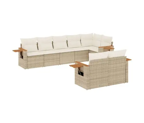 8-Daļīgs Dārza Dīvāna Komplekts, Matrači, Bēša Pe Rotangpalma Vidaxl