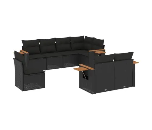 8-Daļīgs Dārza Dīvāna Komplekts, Matrači, Melna Pe Rotangpalma Vidaxl