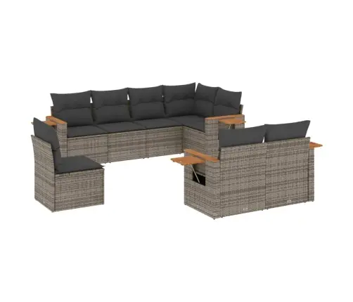 Sodo Komplektas Su Pagalvėlėmis, 8 Dalių, Pilkas, Poliratanas