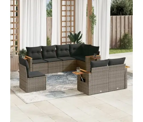 Sodo Komplektas Su Pagalvėlėmis, 8 Dalių, Pilkas, Poliratanas