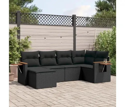 6-Daļīgs Dārza Dīvāna Komplekts, Matrači, Melna Pe Rotanpalma Vidaxl