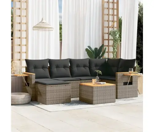 7-Daļīgs Dārza Dīvāna Komplekts, Matrači, Pelēka Pe Rotangpalma Vidaxl