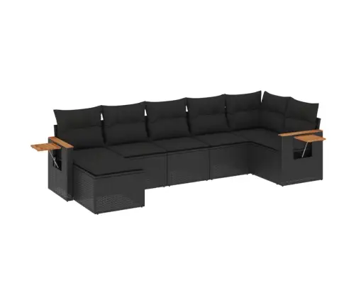 7-Daļīgs Dārza Dīvāna Komplekts Ar Matračiem, Melna Pe Vidaxl