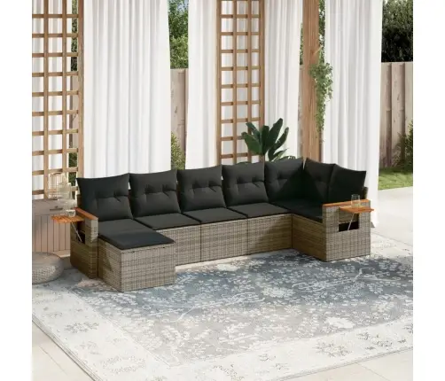 Sofos Komplektas Su Pagalvėlėmis, 7 Dalių, Pilkas, Poliratanas