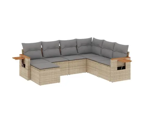 7-Daļīgs Dārza Dīvāna Komplekts, Matrači, Bēša Pe Rotangpalma Vidaxl