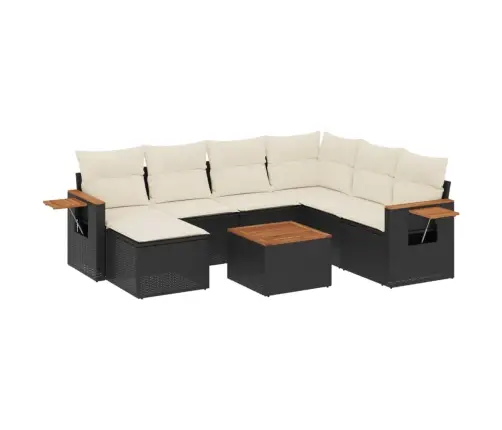 8-Daļīgs Dārza Dīvāna Komplekts, Matrači, Melna Pe Rotangpalma Vidaxl