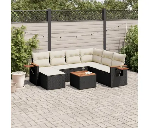 8-Daļīgs Dārza Dīvāna Komplekts, Matrači, Melna Pe Rotangpalma Vidaxl