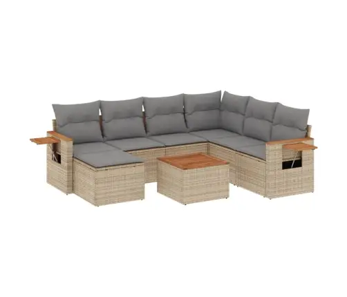 8-Daļīgs Dārza Dīvāna Komplekts, Matrači, Bēša Pe Rotangpalma Vidaxl