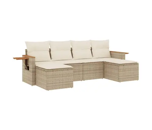 6-Daļīgs Dārza Dīvāna Komplekts, Matrači, Bēša Pe Rotangpalma Vidaxl