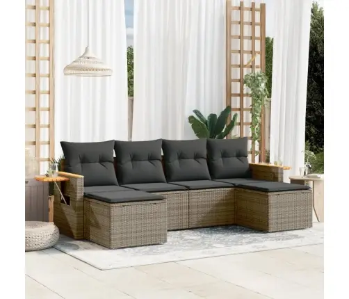 Sofos Komplektas Su Pagalvėlėmis, 6 Dalių, Pilkas, Poliratanas