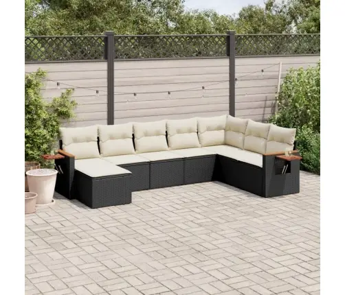 Sofos Komplektas Su Pagalvėlėmis, 8 Dalių, Juodas, Poliratanas