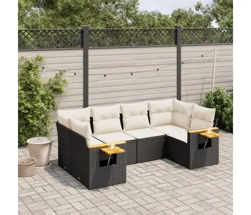 6-Daļīgs Dārza Dīvāna Komplekts, Matrači, Melna Pe Rotanpalma Vidaxl