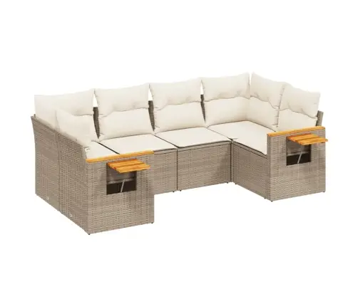 Sofos Komplektas Su Pagalvėlėmis, 6 Dalių, Smėlio, Poliratanas