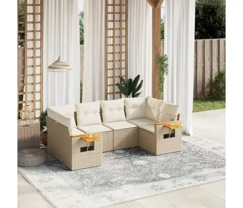 Sofos Komplektas Su Pagalvėlėmis, 6 Dalių, Smėlio, Poliratanas