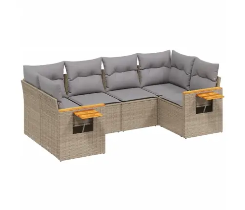 Sofos Komplektas Su Pagalvėlėmis, 6 Dalių, Smėlio, Poliratanas