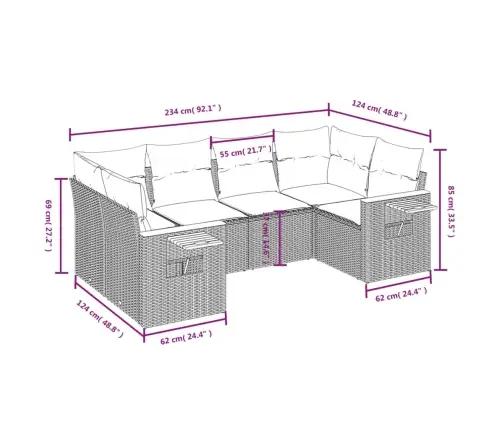 Sofos Komplektas Su Pagalvėlėmis, 6 Dalių, Smėlio, Poliratanas