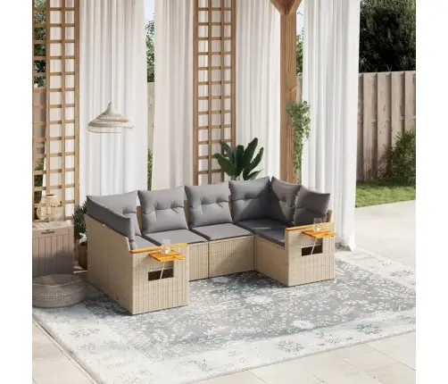 Sofos Komplektas Su Pagalvėlėmis, 6 Dalių, Smėlio, Poliratanas