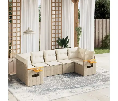 7-Daļīgs Dārza Dīvāna Komplekts, Matrači, Bēša Pe Rotangpalma Vidaxl