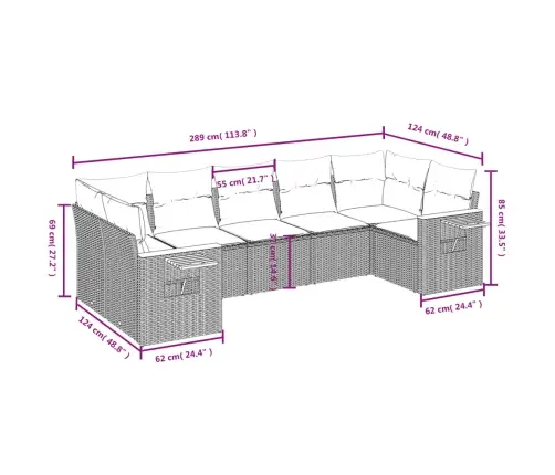 7-Daļīgs Dārza Dīvāna Komplekts, Matrači, Bēša Pe Rotangpalma Vidaxl