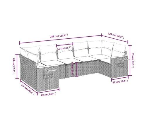 7-Osaline Aiadiivani Komplekt Patjadega, Hall, Polürotang