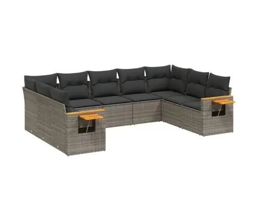 9-Daļīgs Dārza Dīvāna Komplekts Ar Matračiem, Pelēks Pe Pinums Vidaxl 9-Daļīgs Dārza Dīvāna Komplekts Ar Matračiem, Pelēks Pe Pinums Vidaxl