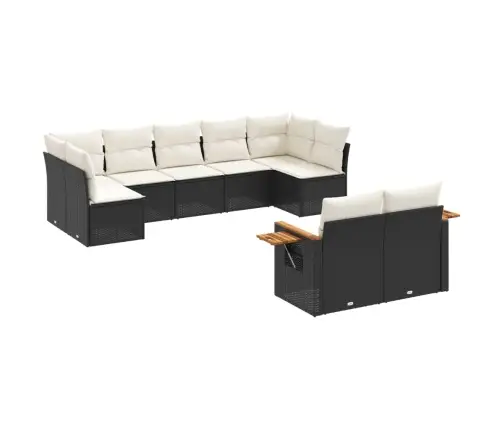 Sodo Komplektas Su Pagalvėlėmis, 9 Dalių, Juodas, Poliratanas