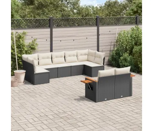 Sodo Komplektas Su Pagalvėlėmis, 9 Dalių, Juodas, Poliratanas