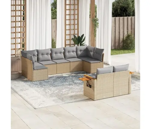 Sodo Komplektas Su Pagalvėlėmis, 9 Dalių, Smėlio, Poliratanas