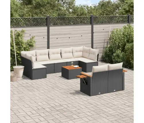 Sodo Komplektas Su Pagalvėlėmis, 10 Dalių, Juodas, Poliratanas