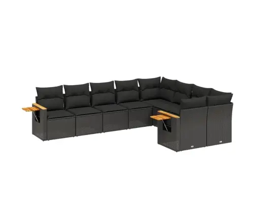 Sodo Komplektas Su Pagalvėlėmis, 9 Dalių, Juodas, Poliratanas