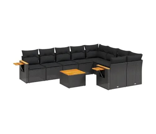 Sodo Komplektas Su Pagalvėlėmis, 10 Dalių, Juodas, Poliratanas