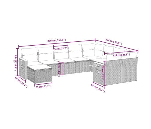 Sofos Komplektas Su Pagalvėlėmis, 10 Dalių, Smėlio, Poliratanas