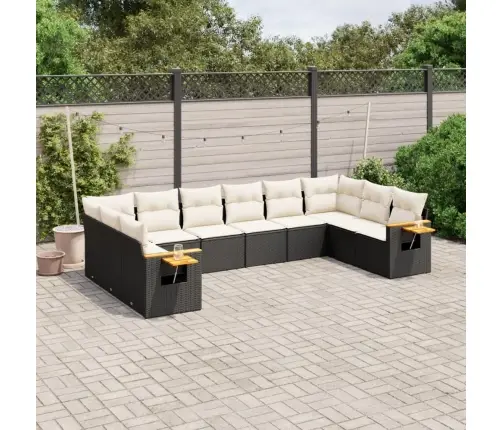 Sodo Komplektas Su Pagalvėlėmis, 10 Dalių, Juodas, Poliratanas