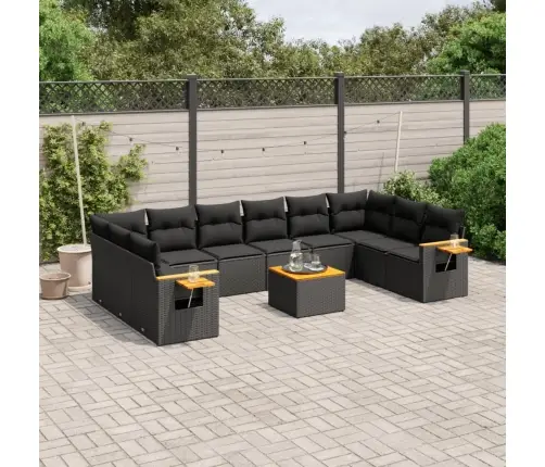 11-Daļīgs Dārza Dīvāna Komplekts, Matrači, Melna Pe Rotangpalma Vidaxl