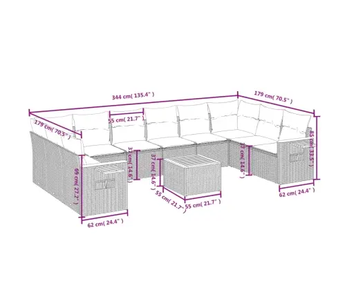 Sodo Komplektas Su Pagalvėlėmis, 11 Dalių, Juodas, Poliratanas