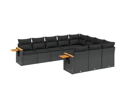 10-Daļīgs Dārza Dīvāna Komplekts, Matrači, Melna Pe Rotangpalma Vidaxl