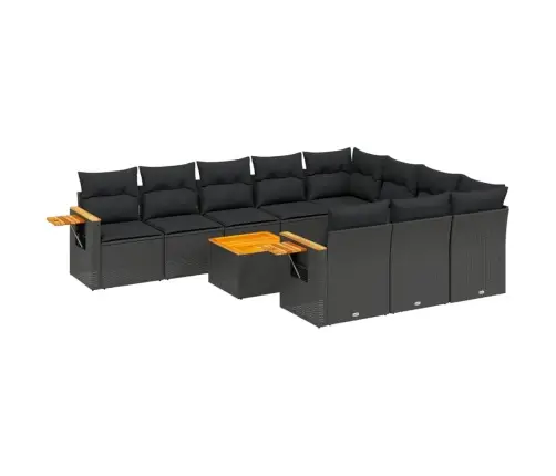 11-Daļīgs Dārza Dīvāna Komplekts, Matrači, Melna Pe Rotangpalma Vidaxl
