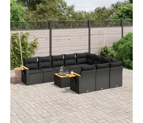 11-Daļīgs Dārza Dīvāna Komplekts, Matrači, Melna Pe Rotangpalma Vidaxl