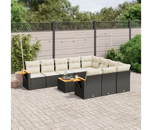 11-Daļīgs Dārza Dīvāna Komplekts, Matrači, Melna Pe Rotangpalma Vidaxl