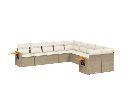 Sofos Komplektas Su Pagalvėlėmis, 10 Dalių, Smėlio, Poliratanas