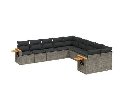 Sodo Komplektas Su Pagalvėlėmis, 10 Dalių, Pilkas, Poliratanas