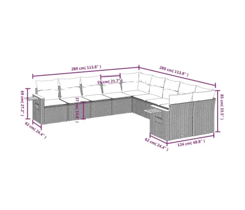 Sodo Komplektas Su Pagalvėlėmis, 10 Dalių, Pilkas, Poliratanas