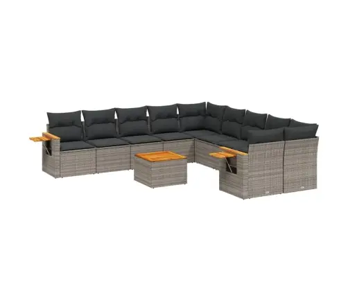 Sodo Komplektas Su Pagalvėlėmis, 11 Dalių, Pilkas, Poliratanas