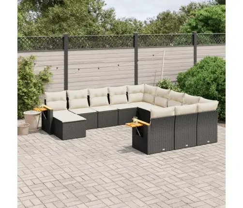 11-Daļīgs Dārza Dīvāna Komplekts, Matrači, Melna Pe Rotangpalma Vidaxl