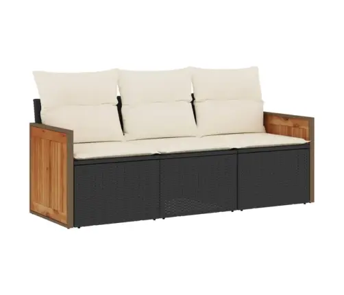 Sodo Komplektas Su Pagalvėlėmis, 3 Dalių, Juodas, Poliratanas